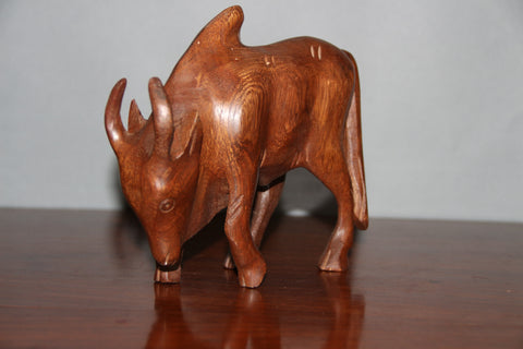 Wooden carved animal sculptures