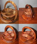 WOODEN CARVED SET OF 4 COLLAPSIBLE FRUIT BASKETS OF DIFFERENT DESIGN AND SIZES. 8 INCHES, 10 INCHES, 10 INCHES, 12 INCHES-wooden carved house decoration-D.LUFFY