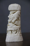 Camel bone carved sculpture 3 lions hunting deer-camel bone carving-D.LUFFY