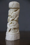 Camel bone carved sculpture 3 lions hunting deer-camel bone carving-D.LUFFY