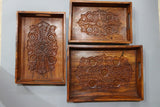 wooden carved set of 3 trays-wooden carved utensil-D.LUFFY