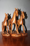 Wooden carved horse sculptures. 3 horses set-wooden carved animal-D.LUFFY