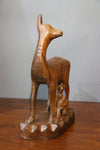 Wooden carved deer with baby sculpture-wooden carved animal-D.LUFFY