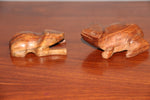 wooden carved 2 frogs sculpture-wooden carved animal-D.LUFFY