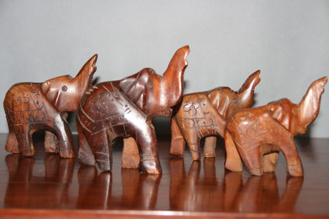 wooden carved set of 4 elephant sculpture-wooden carved animal-D.LUFFY