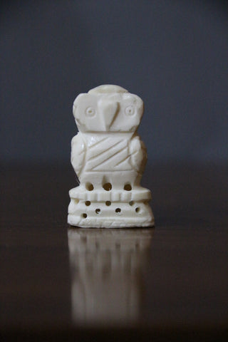 camel bone carved small owl sculpture 5 cm-camel bone carving-D.LUFFY