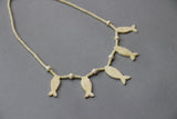 camel bone handmade carving necklace with 5 fish-camel bone carved jewelry-D.LUFFY