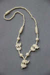 camel bone handmade carving necklace with 3 small elephants-camel bone carved jewelry-D.LUFFY