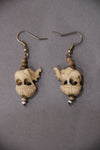 camel bone handmade carving earrings with small cream colour elephant-camel bone carved jewelry-D.LUFFY