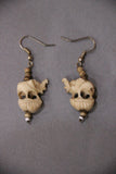 camel bone handmade carving earrings with small cream colour elephant-camel bone carved jewelry-D.LUFFY