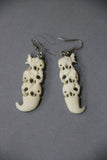 camel bone handmade carving earrings with 3 elephants-camel bone carved jewelry-D.LUFFY