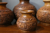 Wooden handmade carved set of 4 vases-wooden carved house decoration-D.LUFFY