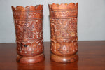 Wooden carved 2 royal cup / glass-wooden carved house decoration-D.LUFFY