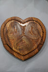 WOODEN CARVED SET OF 2 HEART SHAPED COLLAPSIBLE FRUIT BASKETS OF DIFFERENT DESIGN.-wooden carved house decoration-D.LUFFY