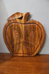 wooden carved set of 2 apple shaped Collapsible fruit baskets of different design.-wooden carved house decoration-D.LUFFY