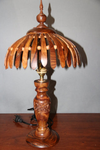 wooden carved handmade side table lamp-wooden carved house decoration-D.LUFFY