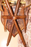 Wooden handmade medieval axe and shield wall decoration-wooden carved house decoration-D.LUFFY