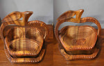 wooden carved set of 2 apple shaped Collapsible fruit baskets of different design.-wooden carved house decoration-D.LUFFY